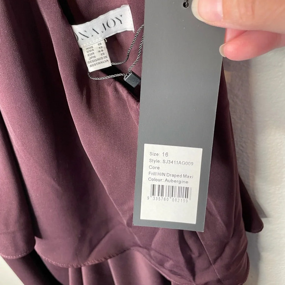 NWT Shona Joy Frill High Neck Maxi Dress Size 12 US Asymmetrical Hem - Picture 7 of 9